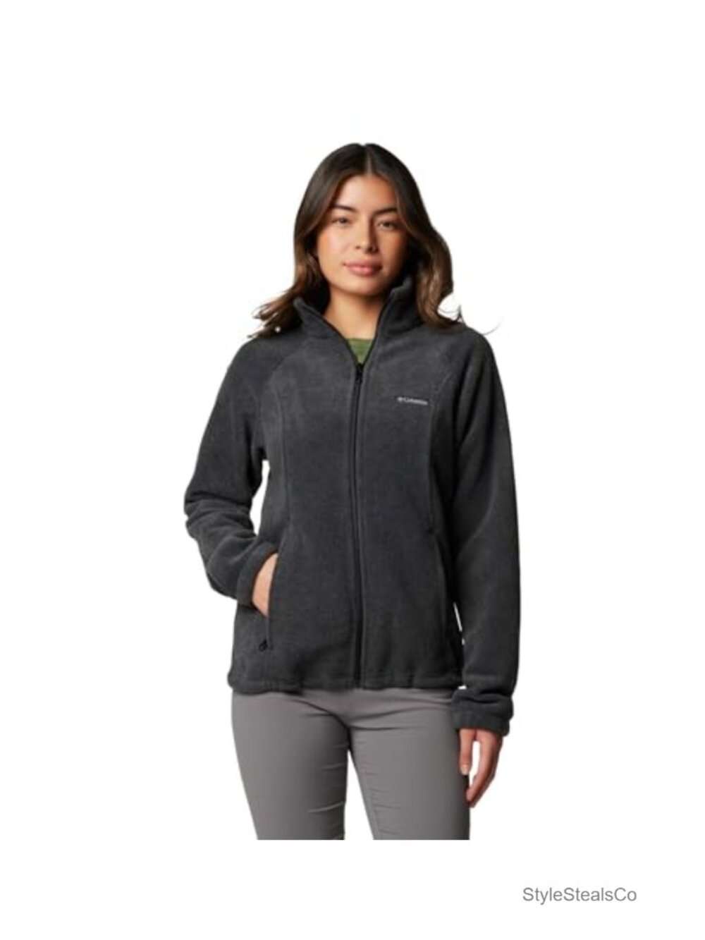 Full Zip Fleece Jacket Polyester MTR Filament Collared Zip Pockets
